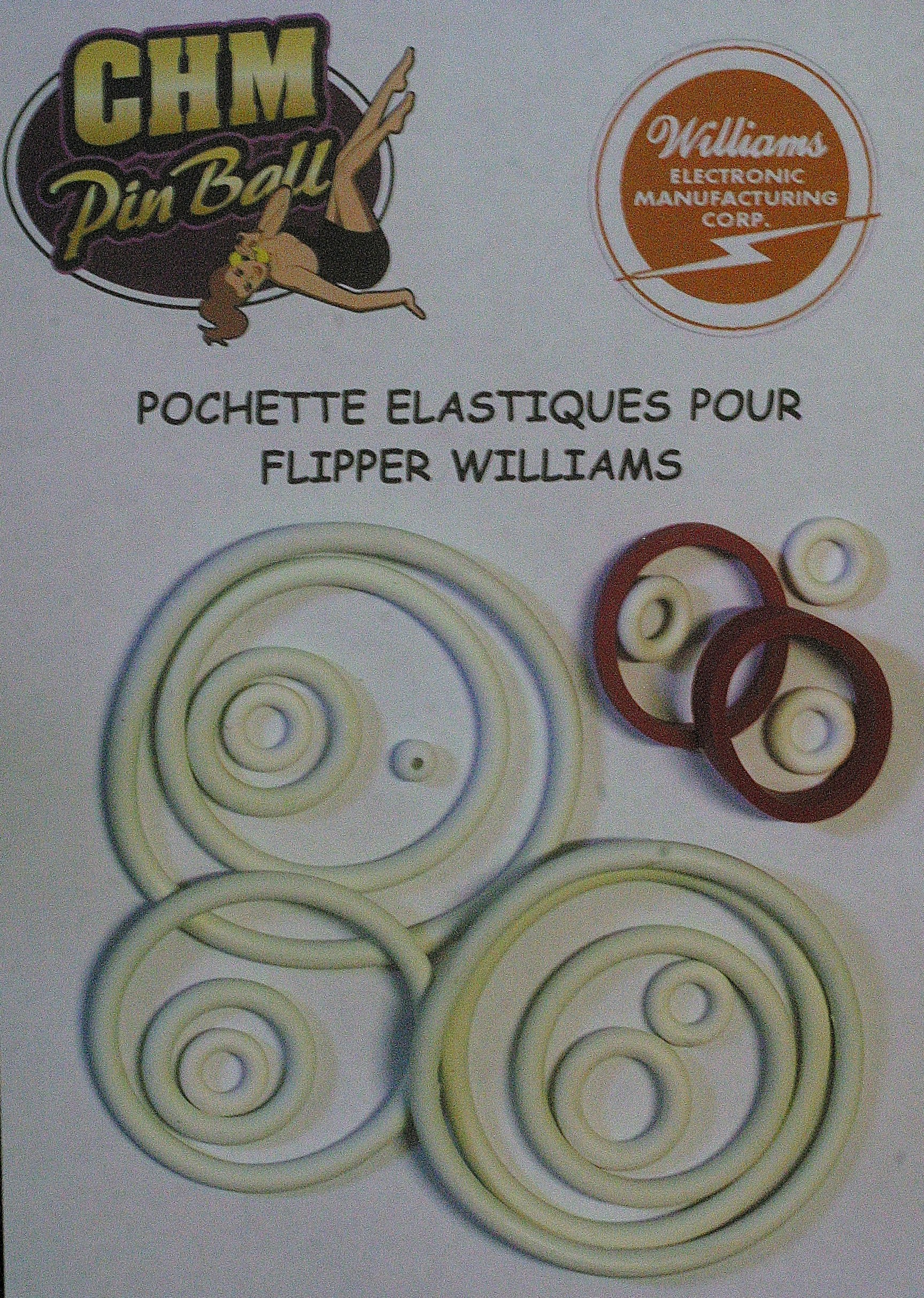 Kit de caoutchoucs pour flipper CABARET  WILLIAMS 1968 elastiques en blanc 